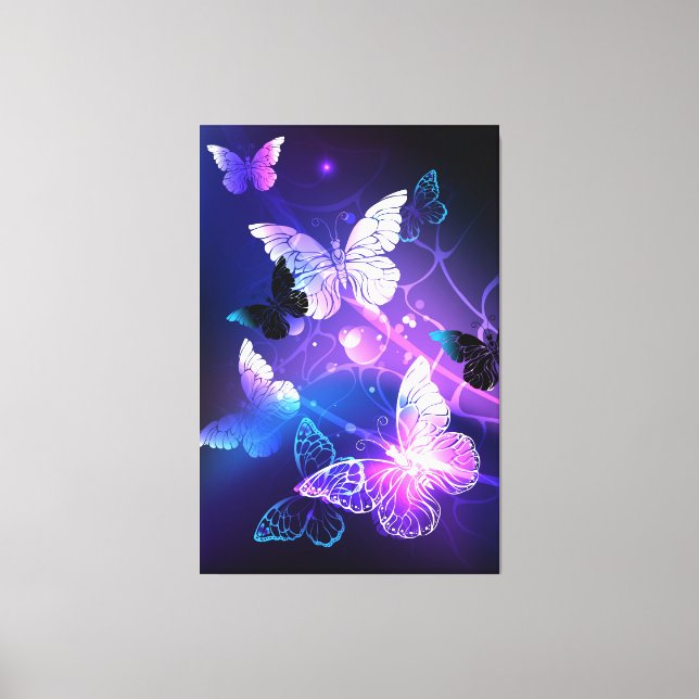 Background with Night Butterflies Canvas Print (Front)