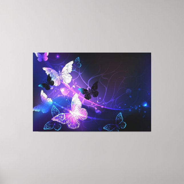 Background with Night Butterflies Canvas Print (Front)