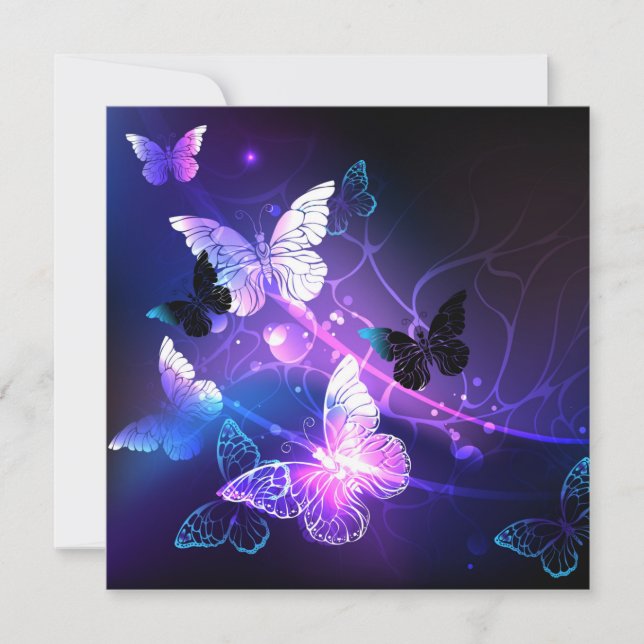Background with Night Butterflies Card (Front)