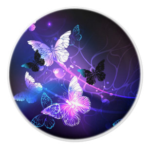 Background with Night Butterflies Ceramic Knob