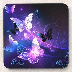 Background with Night Butterflies Coaster