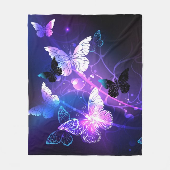 Background with Night Butterflies Fleece Blanket (Front)