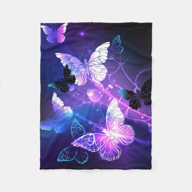 Background with Night Butterflies Fleece Blanket (Front)
