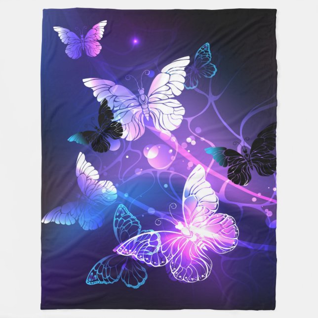 Background with Night Butterflies Fleece Blanket (Front)