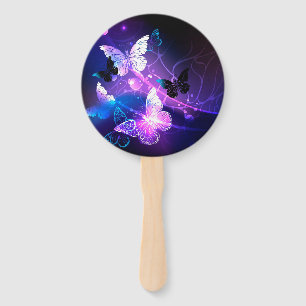 Background with Night Butterflies Hand Fan