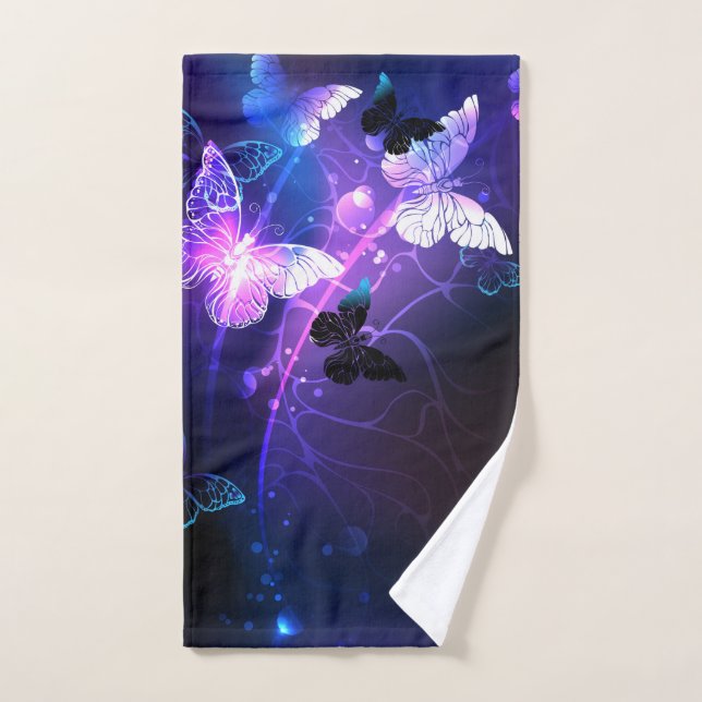 Background with Night Butterflies Hand Towel (Hand Towel)