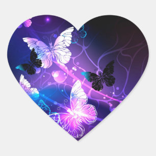 Background with Night Butterflies Heart Sticker