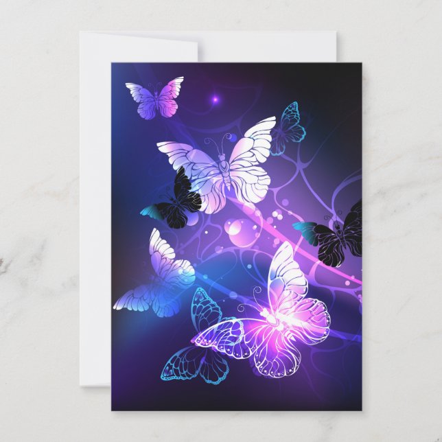 Background with Night Butterflies Holiday Card (Front)