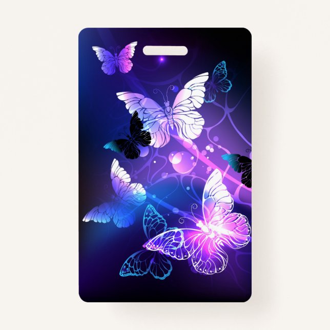 Background with Night Butterflies ID Badge (Front)
