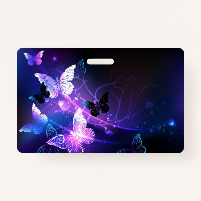 Background with Night Butterflies ID Badge (Front)