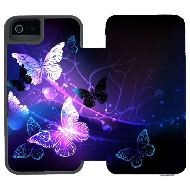Background with Night Butterflies Incipio iPhone Wallet Case (Folio Open)