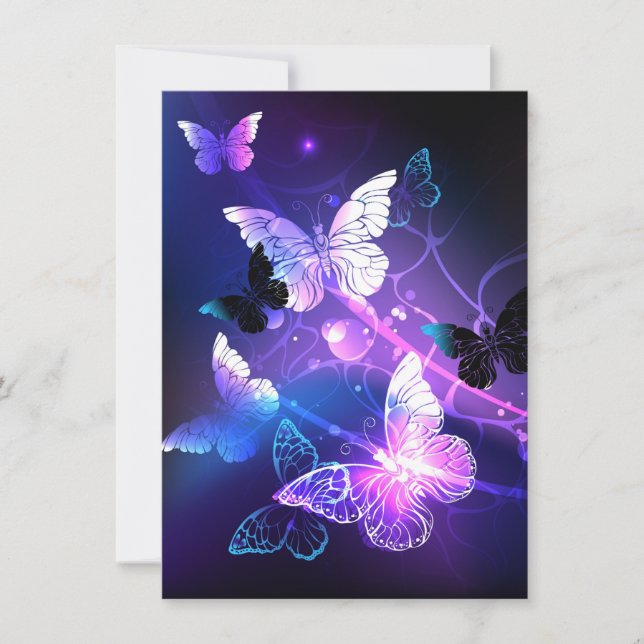 Background with Night Butterflies Invitation (Front)