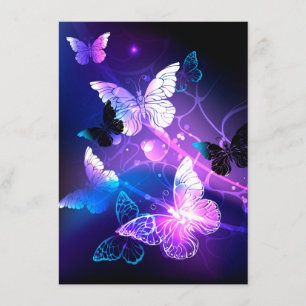 Background with Night Butterflies Invitation