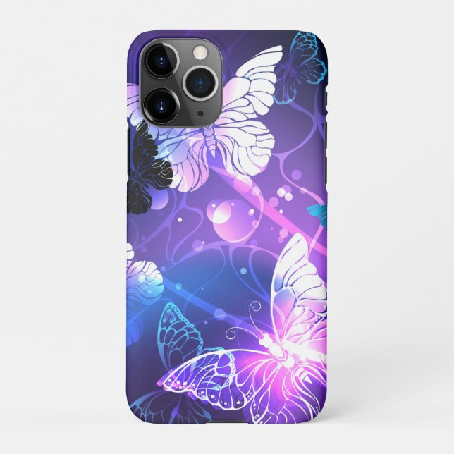 Background with Night Butterflies iPhone Case (Back)