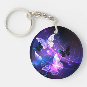 Background with Night Butterflies Key Ring