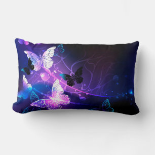 Background with Night Butterflies Lumbar Cushion