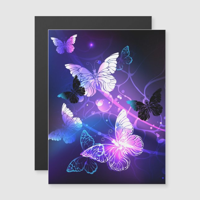 Background with Night Butterflies Magnetic Invitation (Front/Back)