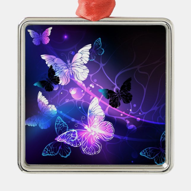 Background with Night Butterflies Metal Tree Decoration (Front)