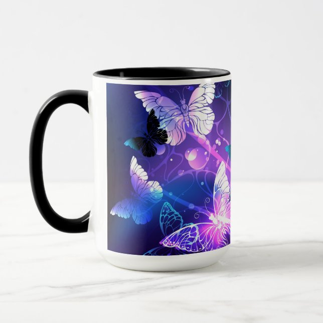 Background with Night Butterflies Mug (Left)