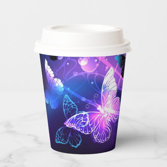 Background with Night Butterflies Paper Cups (Front)