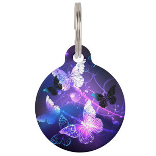 Background with Night Butterflies Pet Tag