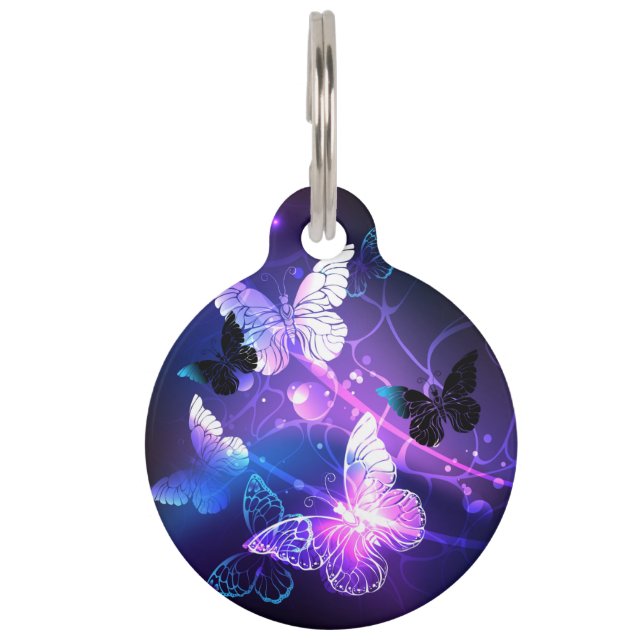 Background with Night Butterflies Pet Tag (Front)