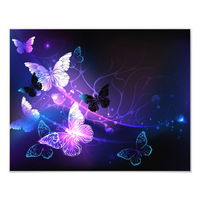 Background with Night Butterflies Photo Print (Front)