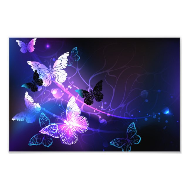 Background with Night Butterflies Photo Print (Front)