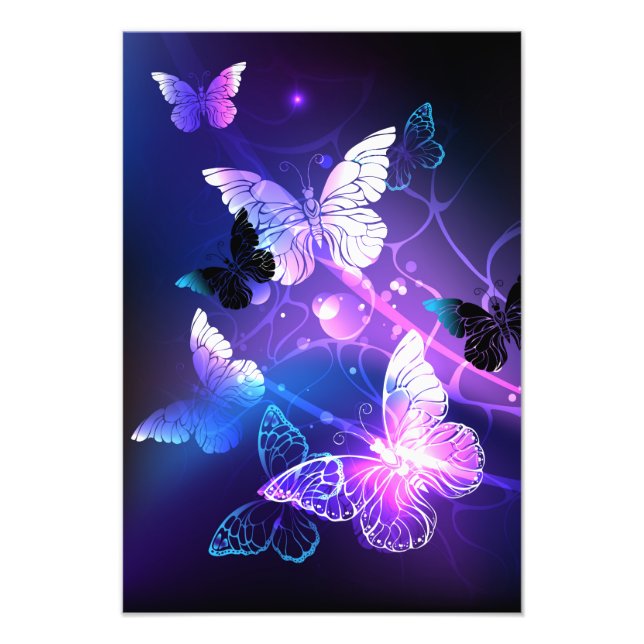 Background with Night Butterflies Photo Print (Front)
