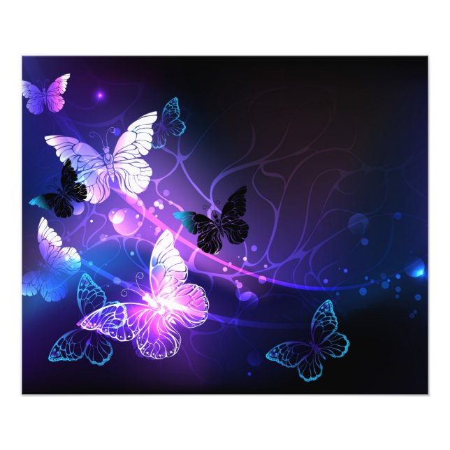 Background with Night Butterflies Photo Print (Front)