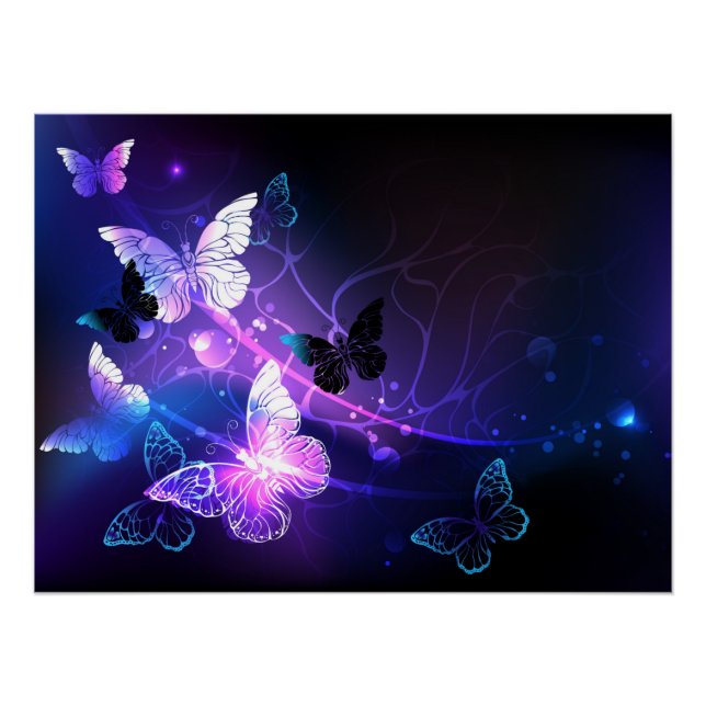 Background with Night Butterflies Poster (Front)