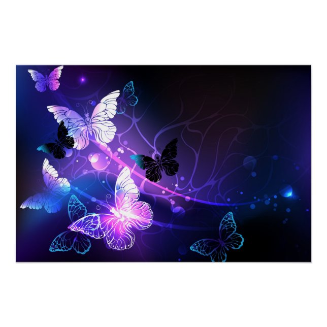 Background with Night Butterflies Poster (Front)