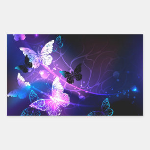 Background with Night Butterflies Rectangular Sticker