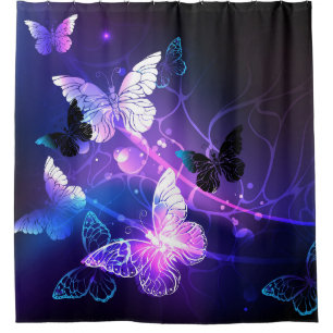 Background with Night Butterflies Shower Curtain