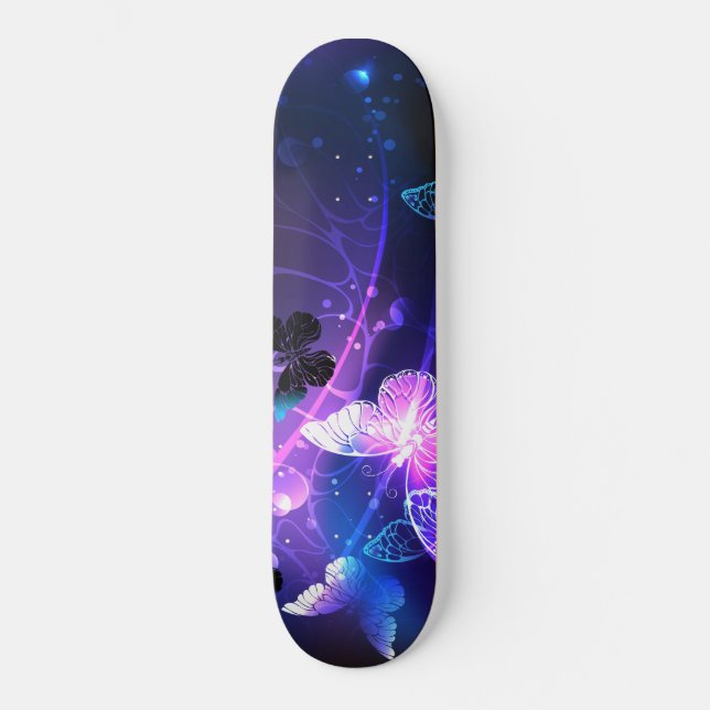 Background with Night Butterflies Skateboard (Front)