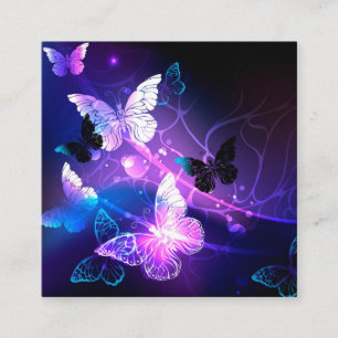 Background with Night Butterflies Square Business Card