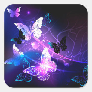 Background with Night Butterflies Square Sticker