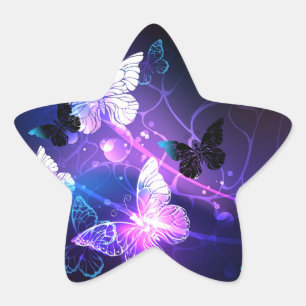 Background with Night Butterflies Star Sticker