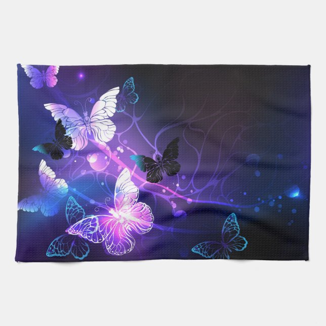 Background with Night Butterflies Tea Towel (Horizontal)