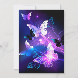Background with Night Butterflies Thank You Card