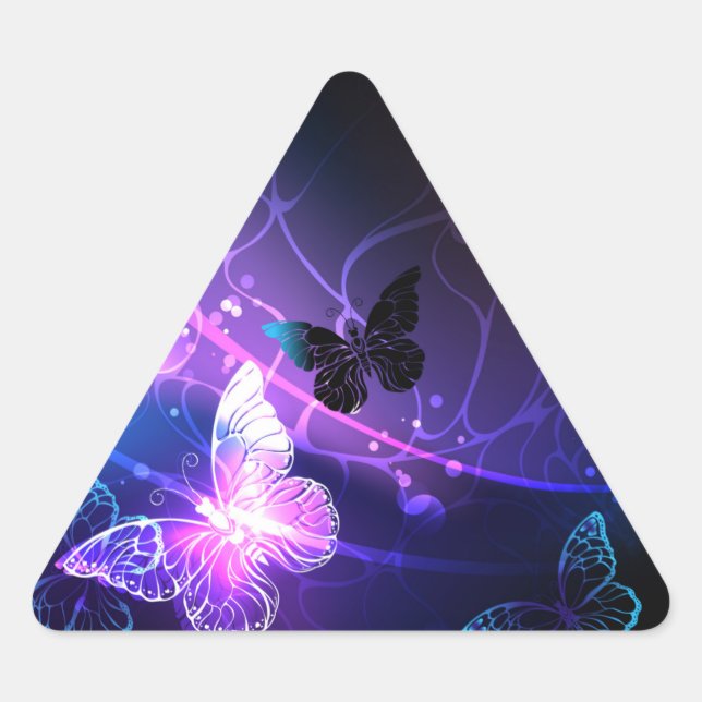 Background with Night Butterflies Triangle Sticker (Front)