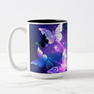 Background with Night Butterflies Two-Tone Coffee Mug