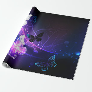 Background with Night Butterflies Wrapping Paper