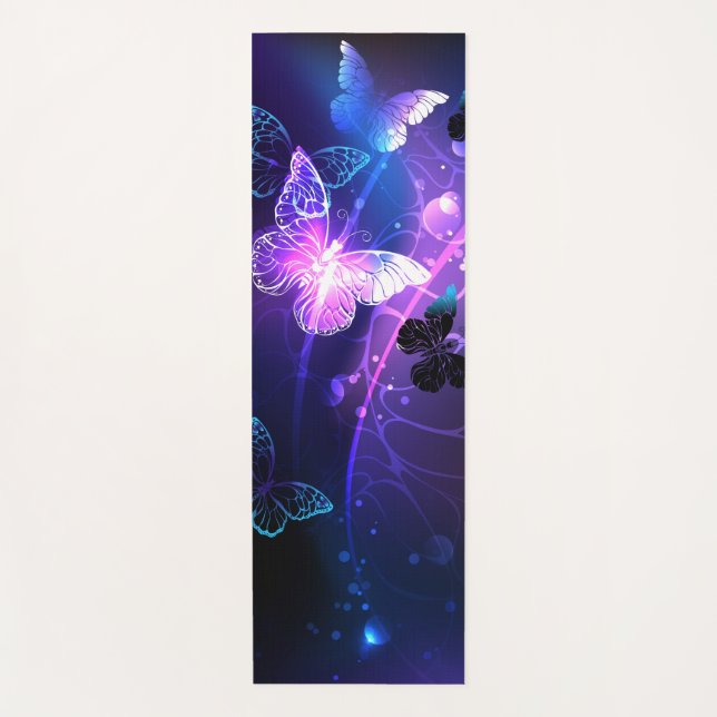 Background with Night Butterflies Yoga Mat (Front)