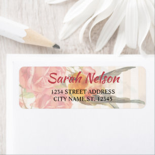 Background With Pink Stripes, Roses And Colibri