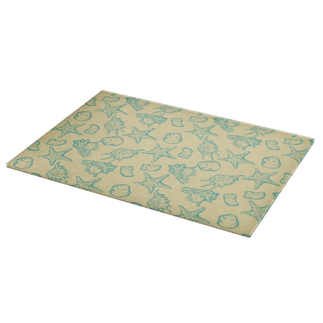 Background with shells. Hand drawn Cutting Board (Corner)
