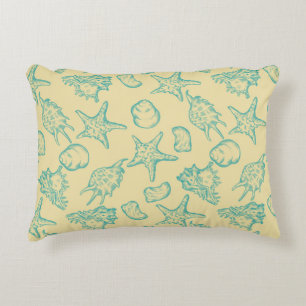 Background with shells. Hand drawn Decorative Cushion