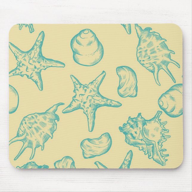 Background with shells. Hand drawn Mouse Mat (Front)