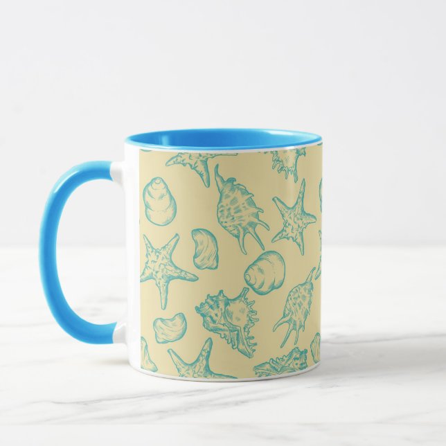 Background with shells. Hand drawn Mug (Left)