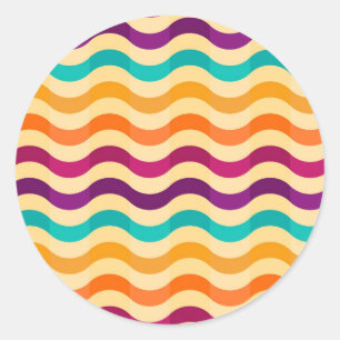 Background with stripes in retro 2 classic round sticker